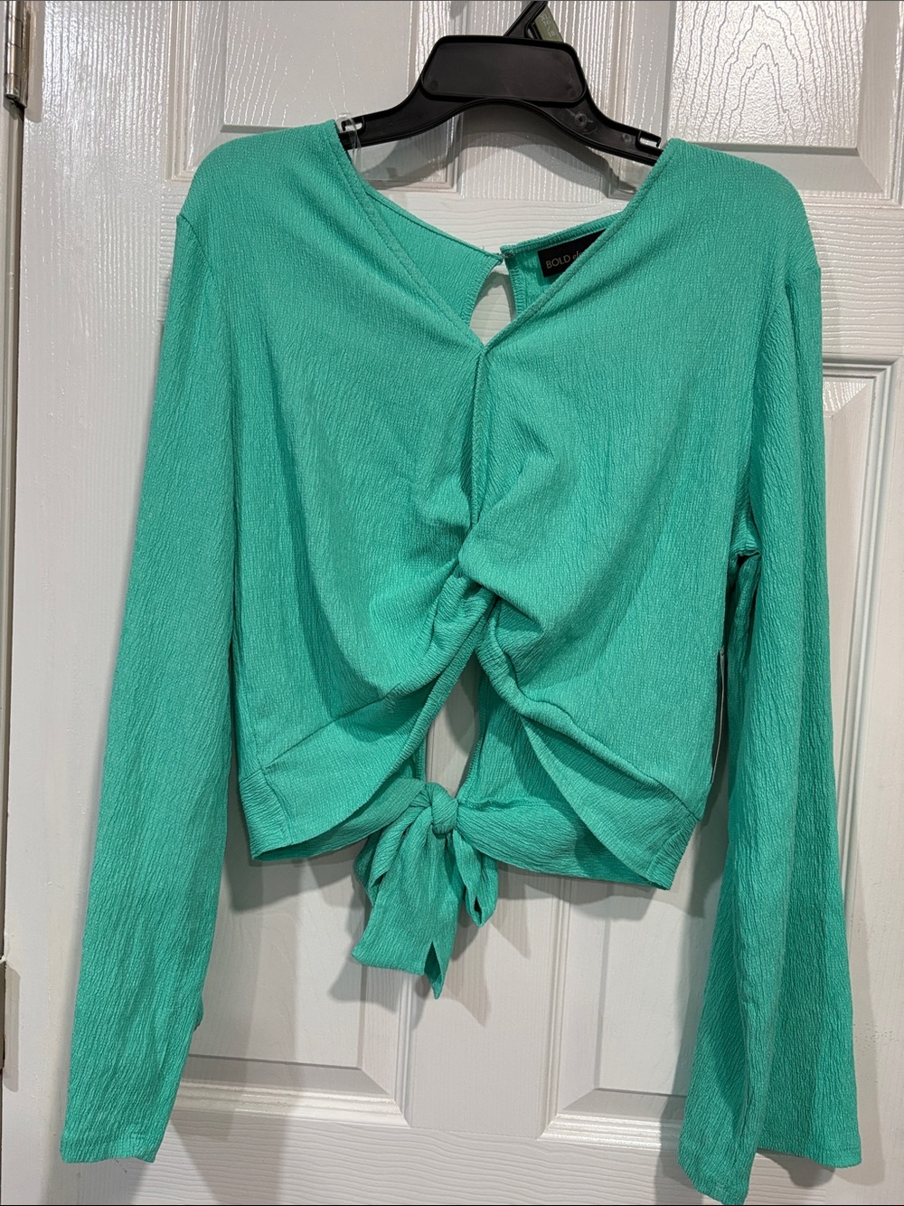 BOLD elements Teal Twist-Front Long Sleeve Top
